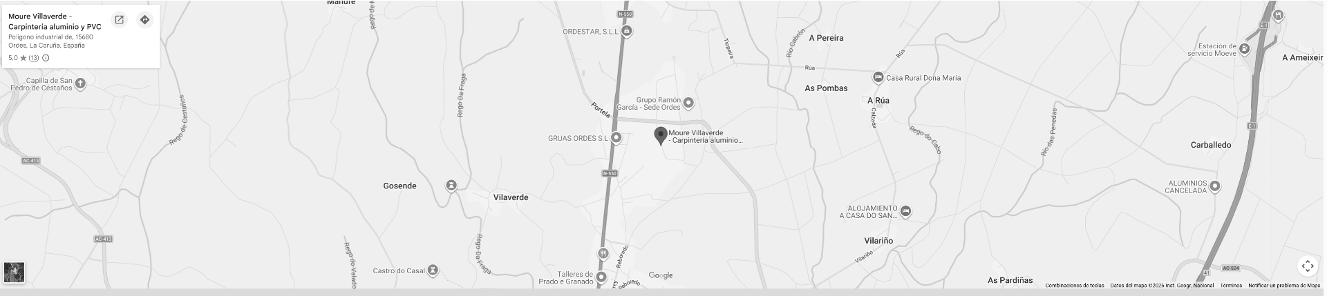 Mapa de ubicación de Moure Villaverde en Ordes, A Coruña